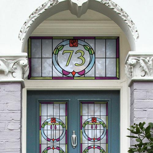Stained Glass House Number Sticker Art Deco Purlfrost
