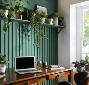 Green-coloured walls for office at home