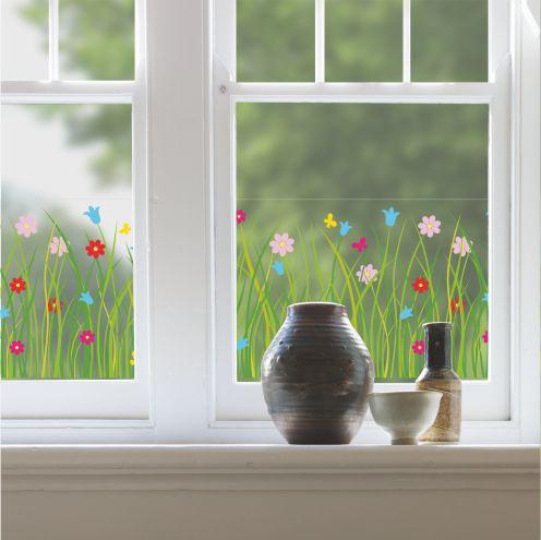 Grass Border In Bloom  Window Sticker