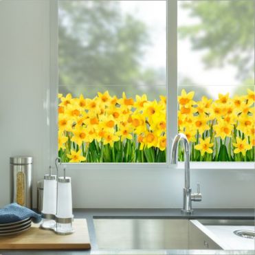 Daffodils Decorative Border Window Sticker