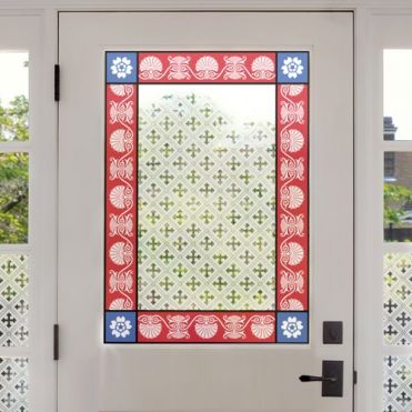 Set of 4 Corners Damask Flame Frost Etch or Stained Glass Effect Window Sticker 