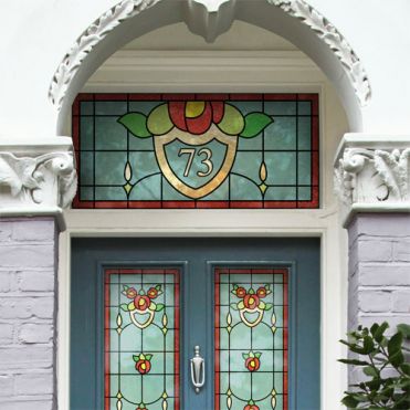 Art Deco Stained Glass House Number