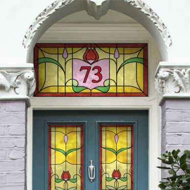 Art Nouveau Stained Glass House Number