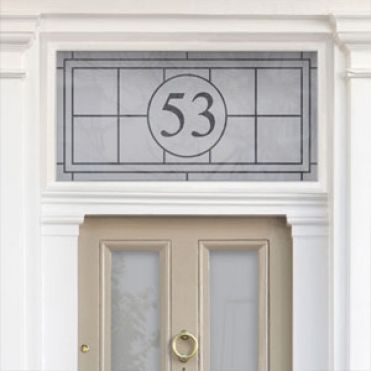 various sizes Traditional Round House Number Sticker Etched glass style